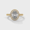 Oval Cut Halo Set Lab Grown Diamond Gold Ring
