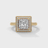 Princess Cut Halo Lab Grown Diamond Gold Ring