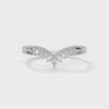 V-shaped gold band with row of round-cut lab grown diamonds