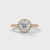 Round Cut Lab Grown Diamond Bezel Halo Gold Ring