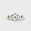 Round Center with Baguette Side Lab Grown Diamond Gold Ring