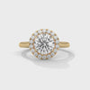 Classic Halo with Brilliant Round Center Lab Grown Diamond Gold Ring