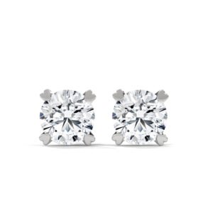 Heart-Prong Solitaire Diamond Studs in Rose Gold