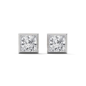 Princess-Cut Bezel Diamond Studs in Rose Gold