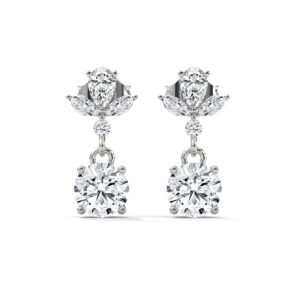 Floral Diamond Drop Earrings in Rose Gold