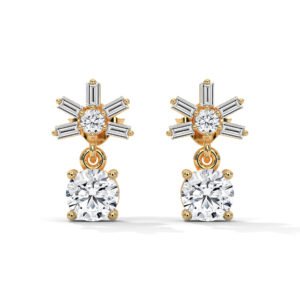 Starburst Baguette Drop Earrings in Rose Gold