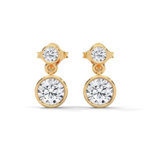 Bezel-Set Diamond Drop Earrings in Rose Gold