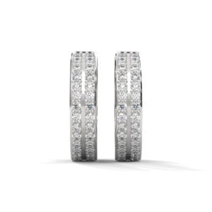 Double Row Diamond Huggie Hoops in Rose Gold