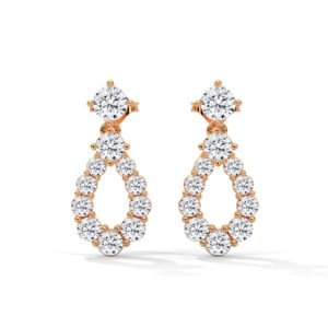 Teardrop Diamond Dangle Earrings in Rose Gold