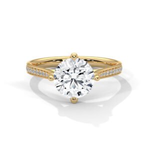 Radiant Pave-Set Round Solitaire Ring