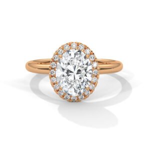Oval-Cut Halo Engagement Ring in Yellow Gold