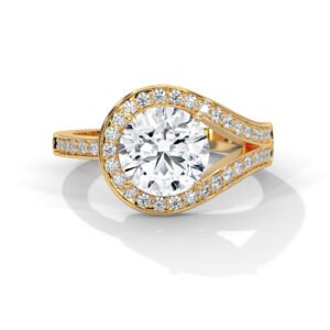 Split Shank Diamond Engagement Ring in Yellow Gold