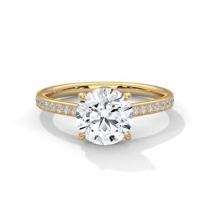 Elegant Rose Gold Pavé Engagement Ring with Raised Solitaire