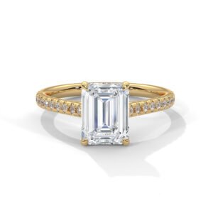 Petite Pavé Emerald Solitaire Ring