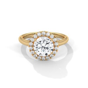 Classic Round Halo Engagement Ring in Yellow Gold