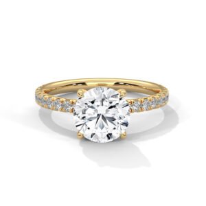 Cushion-Cut Diamond Cathedral Engagement Ring with Hidden Halo