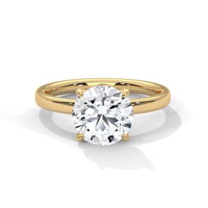 Round Brilliant Cut Diamond Solitaire Ring with Four-Prong Setting in Rose Gold
