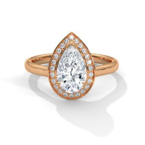 Celeste Teardrop Halo Ring