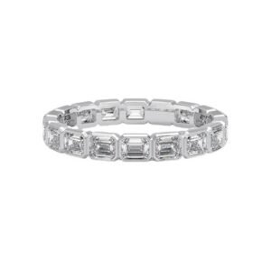Modern Emerald-Cut Bezel Diamond Eternity Ring
