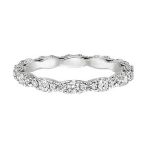 Floral Motif Vintage Diamond Eternity Band in Yellow Gold