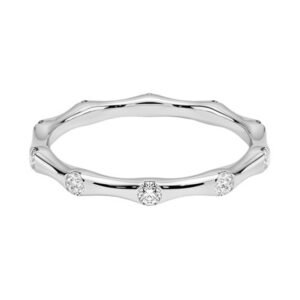 Bamboo-Inspired Diamond Stacking Ring in Yellow Gold